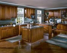 Remodeled kitchen with a center island and custom cabinetry