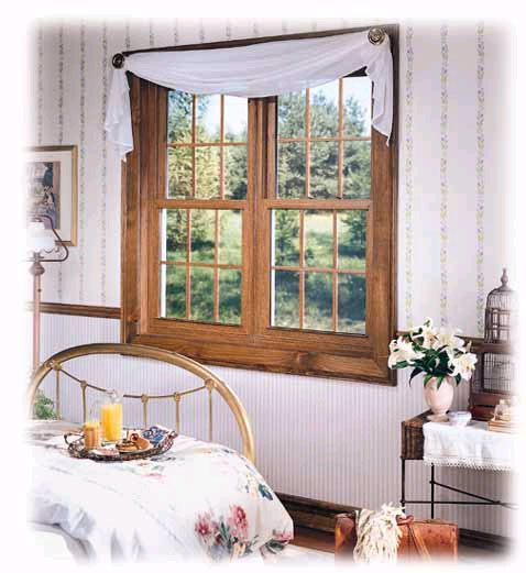Interior veneer window with a custom wood-grain finish